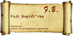 Fojt Boglárka névjegykártya